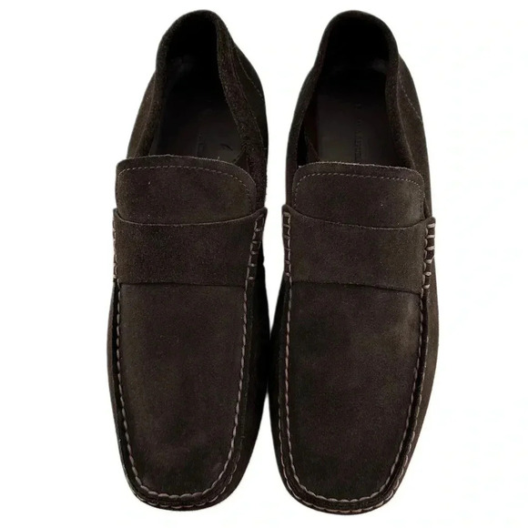 Banana Republic mens flats 9 chocolate brown suede square toe driving loafers - Picture 2 of 10